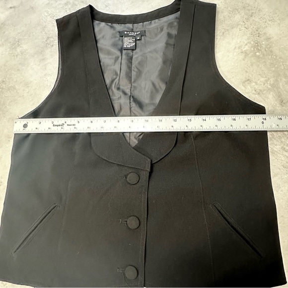 Sandro Sportswear Black Vest Women's M 3 Buttons Collared Western Back Buckle - Picture 5 of 9